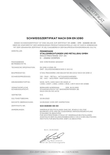 Zertifikate | H.-J. Pennemann GmbH